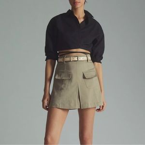 Anthropologie Porridge Pleat-Front Mini Skirt